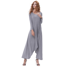 Kate Kasin Womens Casual Loose Long Sleeve Crew Neck Grey Irregular Hem Dress KK000711-2